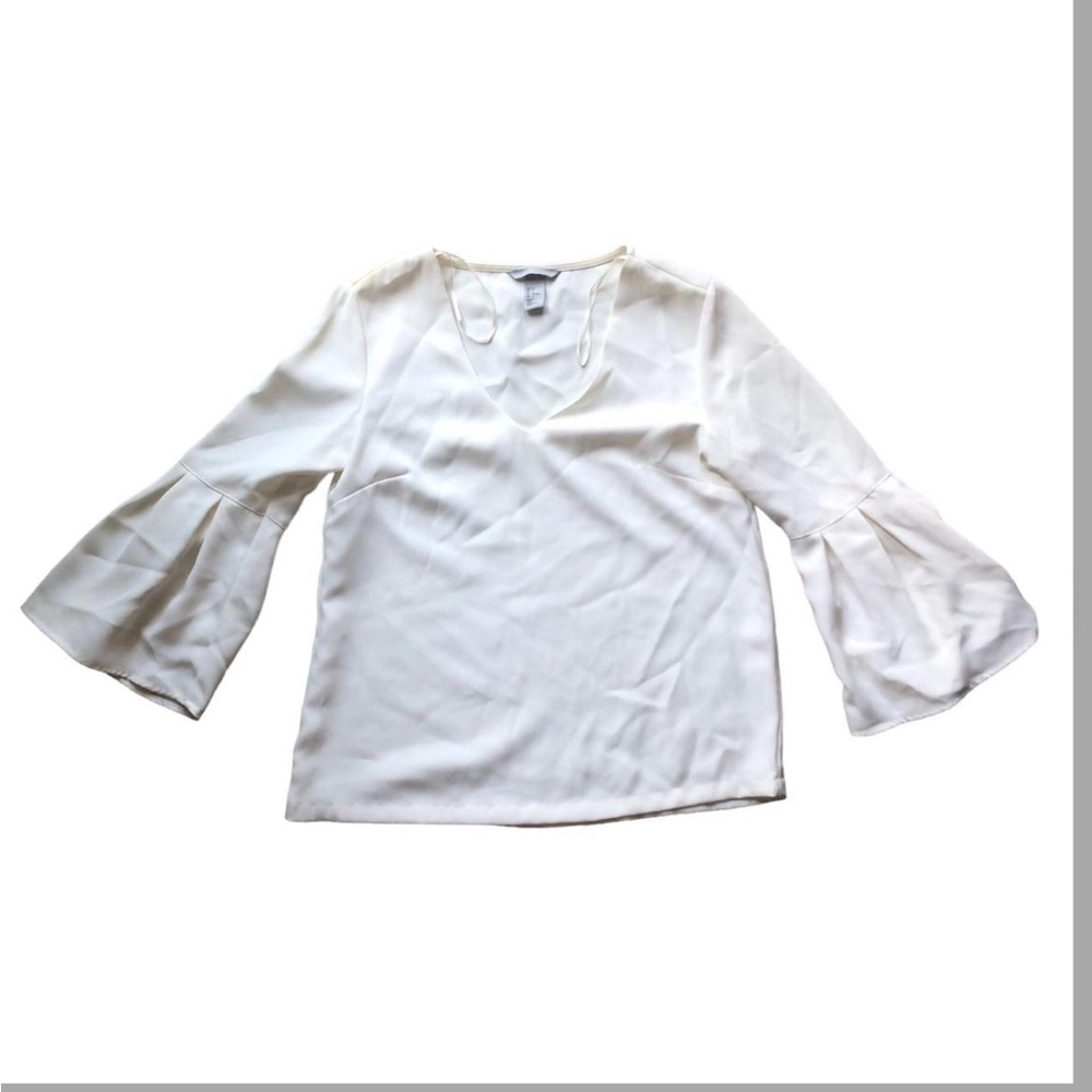 H&M white bell sleeve blouse
